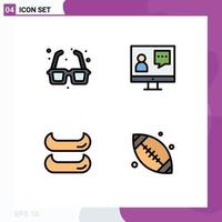 4 Filledline Flat Color concept for Websites Mobile and Apps glasses service romance consulting canoe Editable Vector Design Elements