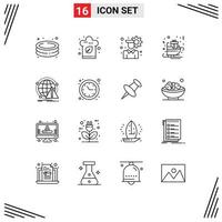 Modern Set of 16 Outlines and symbols such as antivirus sledge account sled gifts Editable Vector Design Elements