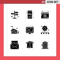 9 Creative Icons Modern Signs and Symbols of molecule dna date atom home Editable Vector Design Elements