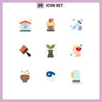 Group of 9 Modern Flat Colors Set for agriculture construction easter building injection Editable Vector Design Elements