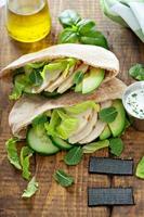 Healthy pita sandwich with chicken photo