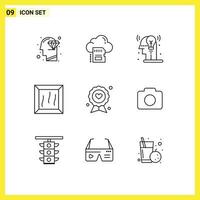 Set of 9 Modern UI Icons Symbols Signs for dad product archive crate idea Editable Vector Design Elements