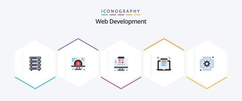 Web Development 25 Flat icon pack including web. html coding. serving. html. app vector