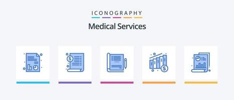 paquete de iconos azul 5 de servicios médicos que incluye gráfico. bar. cuidado de la salud. médico. gráfico. diseño de iconos creativos vector