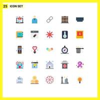 25 User Interface Flat Color Pack of modern Signs and Symbols of computers school user drawer metal Editable Vector Design Elements