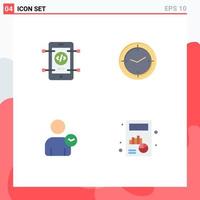 4 Creative Icons Modern Signs and Symbols of mobile user web compass basic Editable Vector Design Elements