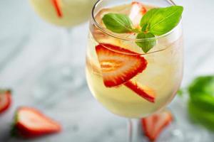 Summer white sangria with strawberries photo