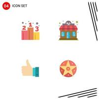 4 Flat Icon concept for Websites Mobile and Apps business finger strategy shop hand Editable Vector Design Elements