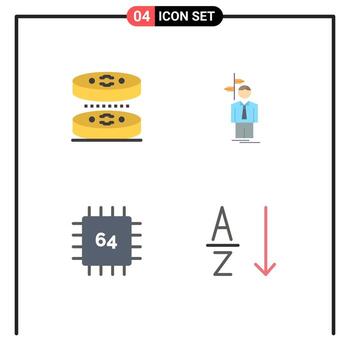 Pictogram Set of 4 Simple Flat Icons of bacteria chip science choose devices Editable Vector Design Elements