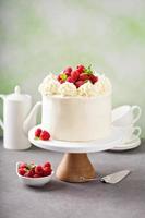 White chocolate raspberry cake photo