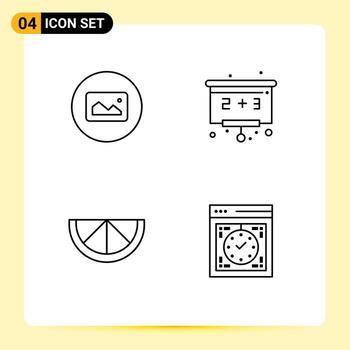 Editable Vector Line Pack of 4 Simple Filledline Flat Colors of image computer ui board device Editable Vector Design Elements