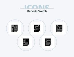 informes sketch glyph icon pack 5 diseño de iconos. documento. flechas página. informe. página vector