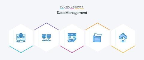 Data Management 25 Blue icon pack including sd. cloud. hand. network. folder vector