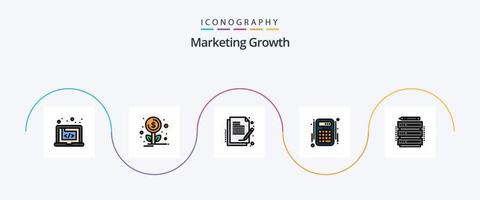 Marketing Growth Line Filled Flat 5 Icon Pack Including database. accounts. contract. interface. calculator vector