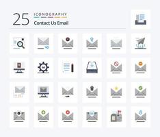 paquete de iconos de color plano de 25 correos electrónicos que incluye correo. Email. Email. subir. carta vector