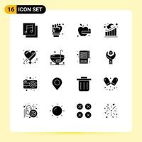 Stock Vector Icon Pack of 16 Line Signs and Symbols for romance gender food female growth Editable Vector Design Elements