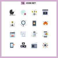 Pictogram Set of 16 Simple Flat Colors of idea website key web internet Editable Pack of Creative Vector Design Elements