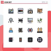 Modern Set of 16 Flat Color Filled Lines Pictograph of programming develop video coding network Editable Creative Vector Design Elements