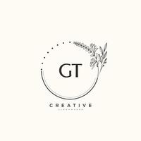 GT Beauty vector initial logo art, handwriting logo of initial signature, wedding, fashion, jewerly, boutique, floral and botanical with creative template for any company or business.