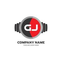 gj carta logo diseño icono fitness y música vector símbolo.