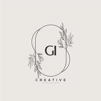 arte del logotipo inicial del vector de belleza gi, logotipo de escritura a mano de firma inicial, boda, moda, joyería, boutique, floral y botánica con plantilla creativa para cualquier empresa o negocio.