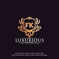 FK initial letter luxury ornament gold monogram logo template vector art.