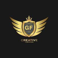 Abstract letter GF shield logo design template. Premium nominal monogram business sign. vector