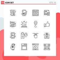 Universal Icon Symbols Group of 16 Modern Outlines of calculation budget seo banking audit Editable Vector Design Elements