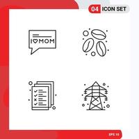 Set of 4 Modern UI Icons Symbols Signs for message management caffeine business energy Editable Vector Design Elements