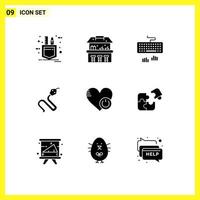 Set of 9 Modern UI Icons Symbols Signs for switch shutdown interface king cobra Editable Vector Design Elements