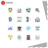 16 Thematic Vector Flat Colors and Editable Symbols of vr search human find summary Editable Pack of Creative Vector Design Elements