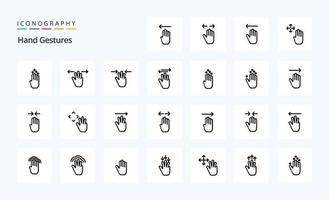 25 Hand Gestures Line icon pack vector