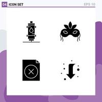 Universal Icon Symbols Group of 4 Modern Solid Glyphs of heater mardigras hot mask document Editable Vector Design Elements