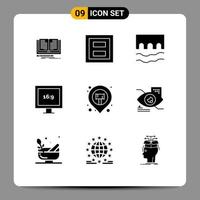 9 iconos creativos signos y símbolos modernos de ubicación muestran dos elementos de diseño vectorial editables de monumento de relación de aspecto vector