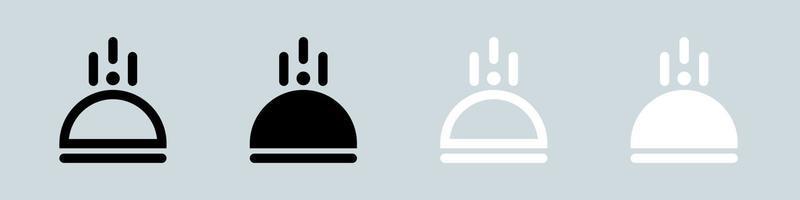 Food tray icon set in black and white. Dinner signs vector illustration.