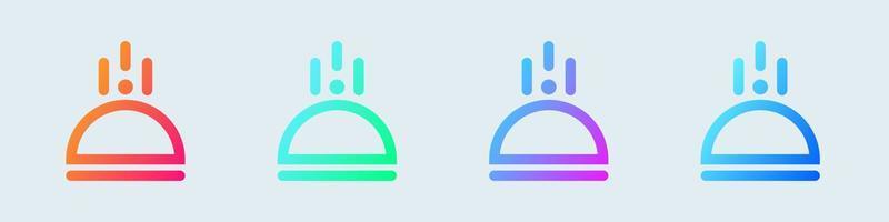 icono de la línea de la bandeja de comida en colores degradados. cena signos vector ilustración.