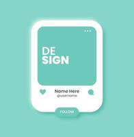 Social media post interface in neomorphic design style. Social media feed mock up. vector