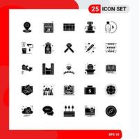 Mobile Interface Solid Glyph Set of 25 Pictograms of management finance field business robot Editable Vector Design Elements