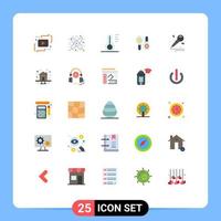 Group of 25 Flat Colors Signs and Symbols for computing search study research thermometer Editable Vector Design Elements