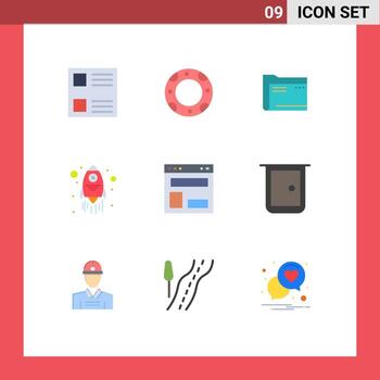 Modern Set of 9 Flat Colors and symbols such as layout spaceship computer rocket storage Editable Vector Design Elements