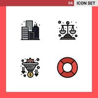 Universal Icon Symbols Group of 4 Modern Filledline Flat Colors of city funnel balance scales float Editable Vector Design Elements