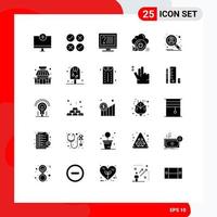 Pack of 25 creative Solid Glyphs of data processor tick cloud info Editable Vector Design Elements