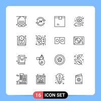 16 Thematic Vector Outlines and Editable Symbols of care shipping round the clock product delivery Editable Vector Design Elements