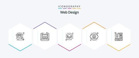 Web Design 25 Line icon pack including design. designing. creative. design. tools vector