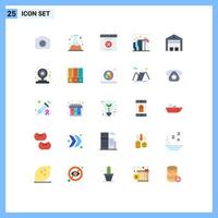 25 User Interface Flat Color Pack of modern Signs and Symbols of shipping delivery seo position win Editable Vector Design Elements