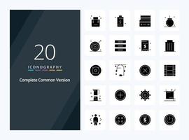 20 Complete Common Version Solid Glyph icon for presentation vector