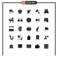 25 User Interface Solid Glyph Pack of modern Signs and Symbols of tool construction cup technology reality Editable Vector Design Elements