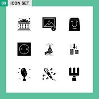 Modern Set of 9 Solid Glyphs and symbols such as bag technology commerce modern appliances Editable Vector Design Elements