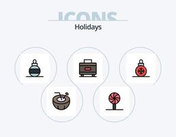 Holidays Line Filled Icon Pack 5 Icon Design. vacation. holiday. christmas. gondola. rings vector