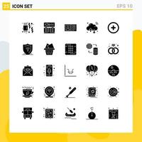 25 User Interface Solid Glyph Pack of modern Signs and Symbols of interface iot contact internet of things cloud Editable Vector Design Elements